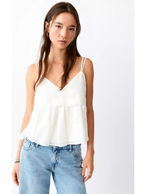 MANGO Teen İşlemeli askılı bluz