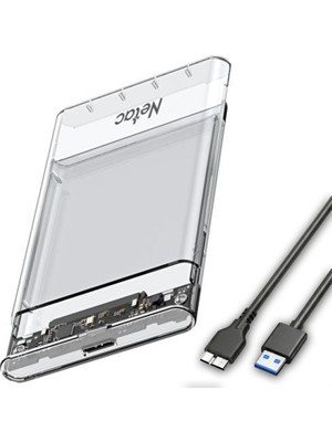 Aesco Netac 2.5" Taşınabilir Sabit Disk Kutusu USB 3.0 Hızlı Veri Aktarımı, 5gbps Sata I/ıı/ııı Uyumluluğu, Şeffaf Kasa, WH11 Model, Yüksek Performanslı Hdd/ssd Kutu | WH11