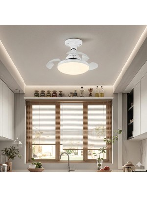 Aesco Dolunay Fan LED Ampul - Rozanslı Tavan Montajı Gerekir - 72W 7850 Lümen 3 Renk Işık (Beyaz, Gün Işığı, Natural) Uzaktan Kumandalı, Dimlenebilir Cata Hayalet Pervaneli Tavan Vantilatörü ve Aydınlatma