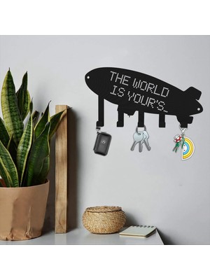 Aesco The World Is Your's Metal Anahtarlık Siyah