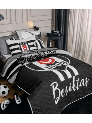 Aesco Taç Beşiktaş Arma Lisanslı DÜZ%100 Pamuk Yüz Havlusu, Siyah, 50X90 cm