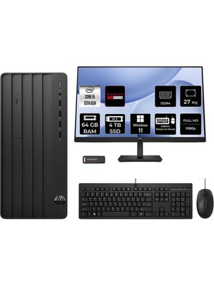 Aesco Hp Pro Tower 290 G9 I5 13500 64GB 4tb SSD RX550/4GB W11H Masaüstü Bilgisayar + 27" Monitör