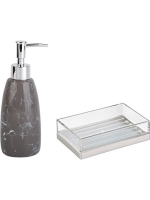 Aesco Bosphorus Homi Sıvı Sabunluk ve Sabunluk 2 Li Banyo Seti,gri Model