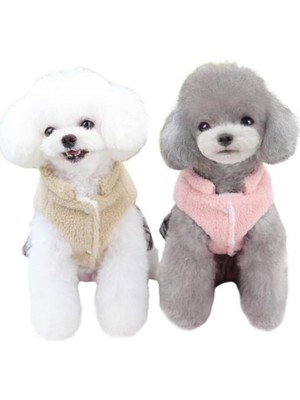 Aesco Glipet Ekose Etekli Ayıcıklı Polar Köpek Kıyafeti Pembe M