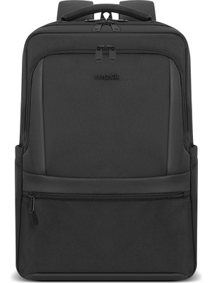 Aesco Mack Office Eco MCE-1212 Çevre Dostu 16 Inç Su Itici Laptop Sırt Çantası, USB Şarj Portlu Bilgisayar ve Notebook Çantası, Kadın Erkek Bilgisayar Iş Çantası, Üniversite Okul Çantası, Siyah