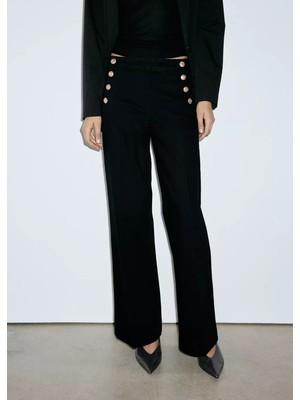 Mango Yanı Düğmeli Wide Leg Jean