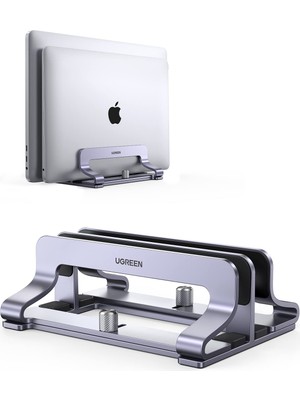 Aesco Ugreen Masa Için Dikey Dizüstü Bilgisayar Standı Çift Yuvalı Dizüstü Bilgisayar Standı Tutucu Ayarlanabilir Dock Alüminyum Masaüstü Standı MacBook Air Pro, Microsoft Surface Laptop 4, Lg Gram 17 ile