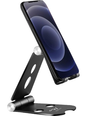 Aesco Wayona Masaüstü Alüminyum Mobil Stant, Ayarlanabilir Çok Açılı, Katlanabilir/tutucu Dock Standı, Akıllı Telefonlar, Tabletler ve Ipad Için, Mobil Stant, Siyah