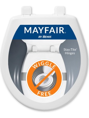 Aesco Mayfair 8100SL 000 Collins Yavaşça Kapanan Tuvalet Oturağı, Süper Kavramalı Tamponlu, Yuvarlak, Uzun Ömürlü Sert Plastik, Beyaz