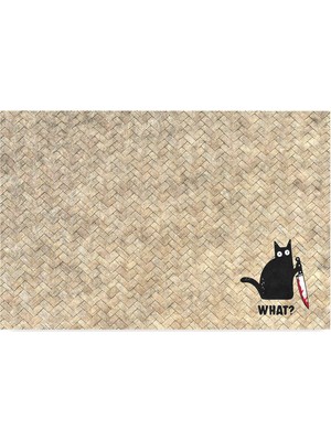 Aesco Monnhein Tasarımlı Dekoratif Kapı Önü Paspas, Dış Mekan/ev Içi/banyo/mutfak/yatak Odası/giriş Paspasları (Hasır Cat, 45X70)