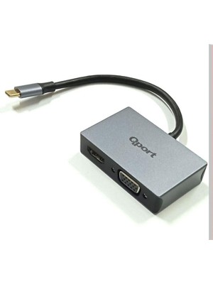 Aesco Qport Q-Thv2 Type-C To Hdmı+Vga Çevirici