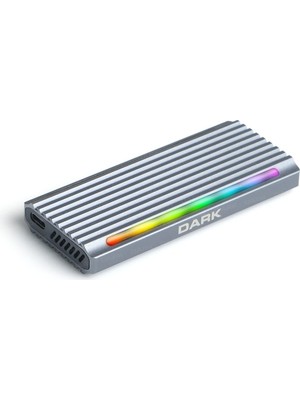 Aesco Dark USB 3.2 Gen2 Type C - M.2 Nvme & Sata SSD Rgb Led'li Disk Kutusu (Dk-Ac-Dsem5)