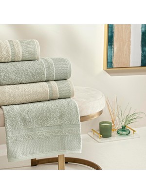 Aesco Taç Raya Pure Cotton Pamuk Aile Seti Taş Açık Yeşil Xxl