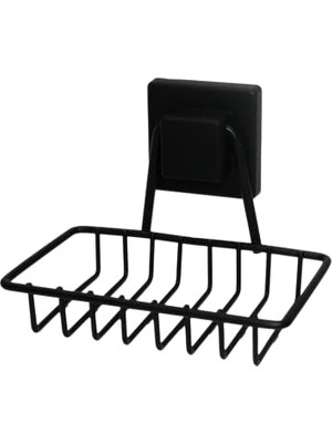Aesco Siyah Metal Katı Sabunluk, Kare Güçlü Yapışkanlı, 11X12.5X11 cm