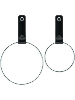 Aesco Pratikoutdoor Deri Havlu Askısı, Ikili Metal Kulplu Havlu Askısı - Gümüş