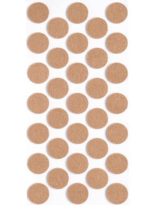 Aesco Kahverengi 33 Adet Yapışkanlı Sandalye, Masa, Koltuk Altı Parke Koruma Keçesi, Yuvarlak 2,4 cm
