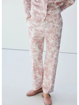 Mango Desenli Koton Pantolon