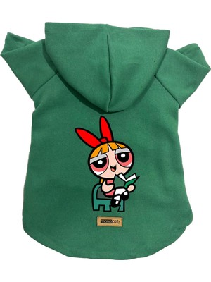 Aesco Monopetz Kapişonlu Polar Sweatshirt Köpek ve Kedi Kıyafeti & Elbisesi Yeşil Blossom L