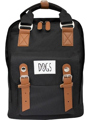 Aesco Biggdesign Dogs USB Girişli Suya Dayanıklı 14 Inç Laptop Uyumlu Okul Sırt Çantası Siyah