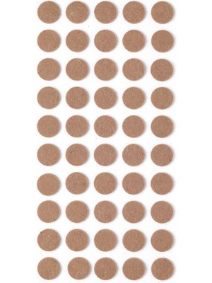 Aesco Kahverengi 50 Adet Yapışkanlı Sandalye, Masa, Koltuk Altı Parke Koruma Keçesi, Yuvarlak, 1,8 cm