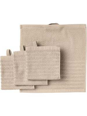 Aesco Ikea 4 Adet El Havlusu, Bej Renk Meridyendukkan 30X30 cm Pamuk,4 Li El-Kurulama Havlu