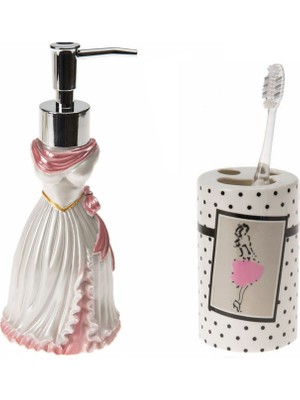 Aesco Sıvı Sabunluk,diş Fırçalık 2 Li Banyo Seti,lady ve Paris