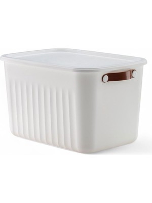 Aesco Deconox 1 Adet Düzenleyici Kapaklı Kutu, Dekoratif Saklama Kutusu, Organizer (35CM*25CM*22CM) Beyaz 15 Litre