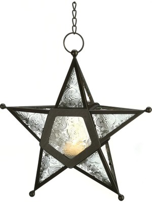 Aesco Gifts & Decor Cam Yıldız Asmak Için Mum Fener, Açık