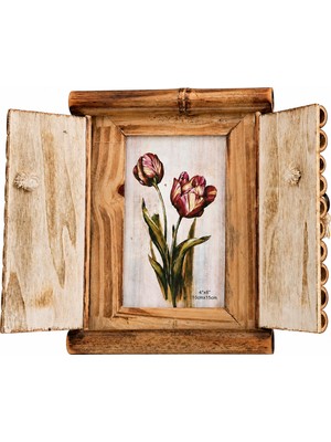Aesco Fotoğraf Çerçevesi Doğal Ahşap Bambu 10X15 cm Kapaklı Rustik Dekoratif Resim Çerçevesi Sanatsal Premium Ürün El Yapımı Özel Dokunuş Masa Raf Konsol Ev Ofis Dekorasyonu Için Hediyelik Çerçeve