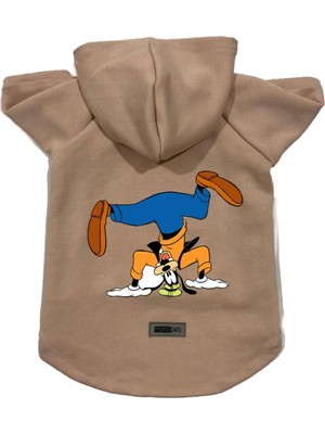 Aesco Monopetz Kapişonlu Polar Sweatshirt Köpek ve Kedi Kıyafeti & Elbisesi Bej Goofy M