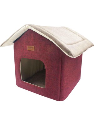 Aesco Lepus Shack House Kedi Köpek Yuvalı Yatak Kırmızı 35X35X40 cm