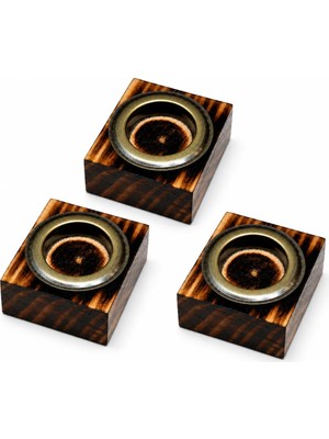 Aesco Bfastore El Yapımı Ahşap Tealight Mumluk Seti, Ileri Dönüşüm Ahşap, Metal Hazneli, Rustik Dekoratif Tasarım, Masa ve Salon Dekoru, Şık Hediye Seçeneği (3'lü Set)