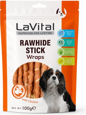 Aesco Lavital Rawhide Stick With Chicken Tavuk Etli Köpek Ödül Çubuğu Yetişkin Köpekler Için 100G