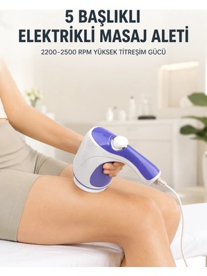 Laraheiser 5 Başlıklı Elektrikli Masaj Aleti 2200-2500 Rpm Yüksek Titreşimli Vücut Bakım ve Rahatlama Ci