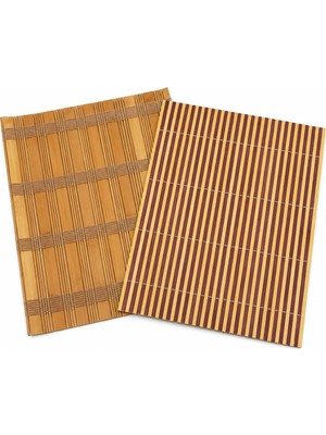 Aesco Bambu Amerikan Servis Sofra Altlığı 43 x 30 cm 2 mm Kalınlık Rulo Tasarım Masa ve Sunum Altlığı – Tekli, Karışık Renk