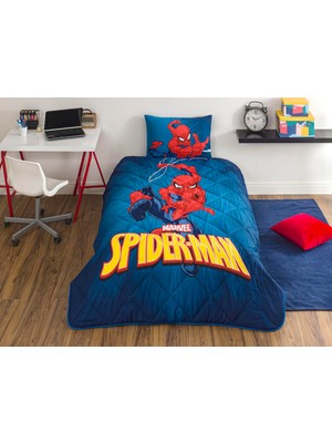 Aesco Taç Spiderman Classical Standart Pamuk Nevresim Takımı, Lacivert, Tek Kişilik