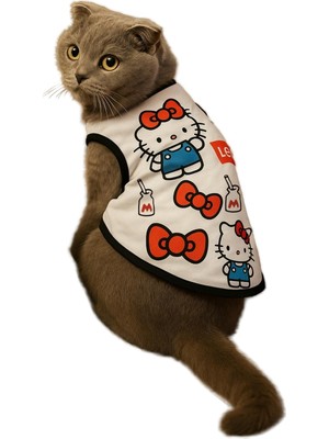 Aesco Monopetz Yeni Sezon Güvende Hissettiren Köpek ve Kedi Atleti Hello Kitty Beyaz Xs