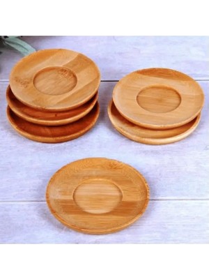 Aesco Çay Bardak Altlığı Ahşap Bambu (Yuvarlak Model) (6 Lı)