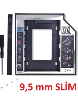 Aesco Alfais AL-4716 Sata HDD Harddisk Caddy Kızak Kutu SSD Notebook , Ikinci HDD Takma, 9.5 mm