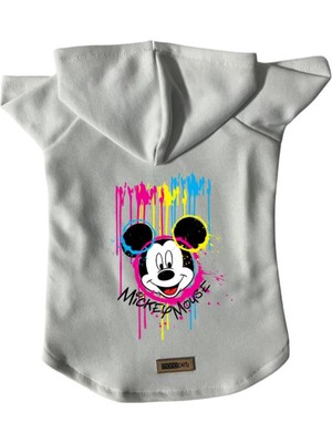 Aesco Monopetz Kapişonlu Polar Sweatshirt Köpek ve Kedi Kıyafeti & Elbisesi Beyaz Yeni Mickey Mouse Xl