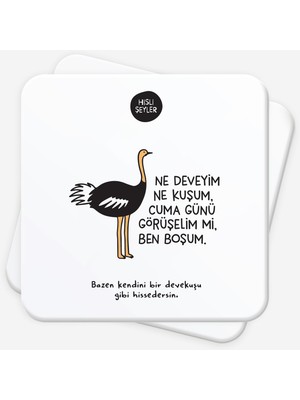 Aesco Ne Deveyim Ne Kuşum 2'li Bardak Altlığı Seti