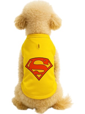 Aesco Mpz Pets Kedi ve Köpek Kıyafeti & Elbisesi Sarı Superman Atlet S