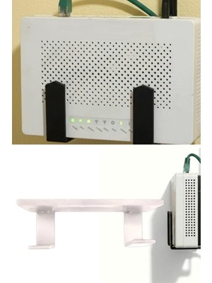 Aesco Usin Kendinden Yapışkanlı Duvara Asılabilir Modem Adsl Wifi Router Saklama Duvara Montaj Kutusu Organizer Raf (Beyaz)