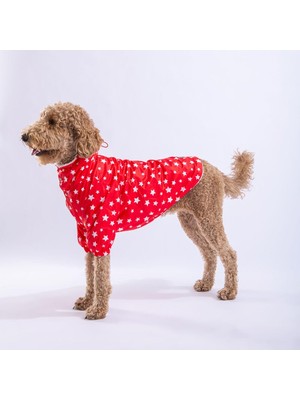 Aesco Pawstar Stars Red Peluşlu Su Geçirmez Orta-Büyük Irk Köpek Yağmurluğu (4xl)