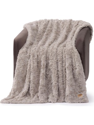 Aesco Ugg 10484 Adalee Yumuşak Suni Kürk Ters Çevrilebilir Vurgu Büyük Boy Battaniye Kabarık Bulanık Lüks Rahat Otel Tarzı Lüks Yumuşak Boho Ev Dekoru Yatak ve Oturma Odası Için Battaniyeler, 170 x 130 Cm,