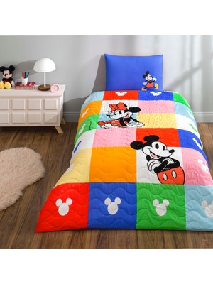 Aesco Taç Disney Minnie & Mickey Standart Pamuk Nevresim Takımı, Çok Renkli, Tek Kişilik