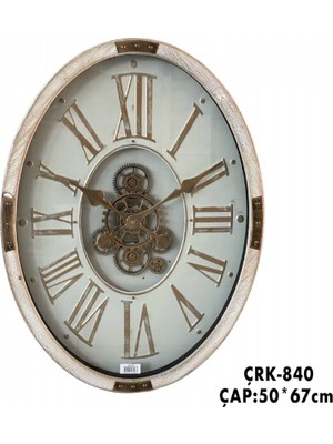 Aesco Galaxy CRK-840 Premium Ahşap Ithal Dönen Çarklı Roma Rakamlı Duvar Saati 67X50X8 cm