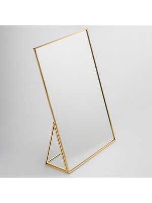 Aesco El Crea Designs 30X20CM Pirinç Gold Masaüstü Makyaj Aynası Dekoratif Yapımı
