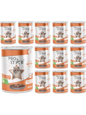 Aesco Prostar Yetişkin Kedi Somonlu ve Jöleli Konserve Mama 400 gr x 12 Adet