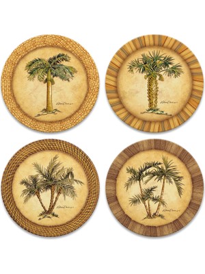 Aesco Coasterstone AS1990 Emici Altlık, 4 – 1/4 Inç, Palmiye, 4'lü Set